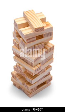 Stack of Wood Blocks Isolated on White Background. Stock Photo