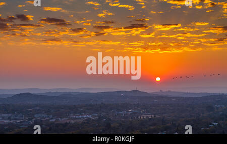 Overlooking Pretoria from Klapperkop fort, Pretoria, South Africa Stock Photo