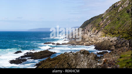 Rocky coastline of Storms River Mouth Stock Photo