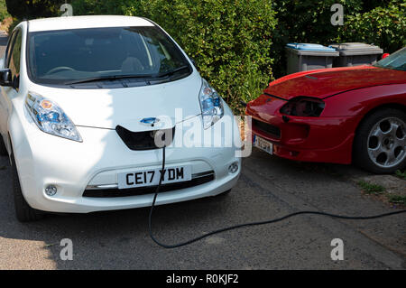 Electric and petrol powered Nissan cars Stock Photo