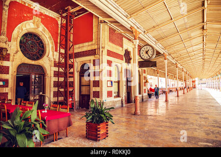 The historic architecture of Sirkeci railway station, the last station of the Orient Express. Istanbul, Turkey - September 19, 2018. Stock Photo