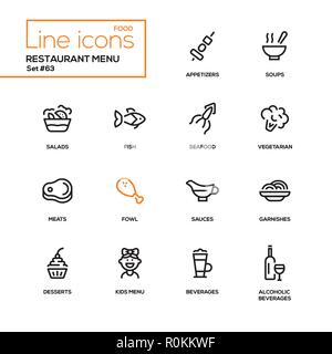 Restaurant menu - line design style icons set Stock Vector