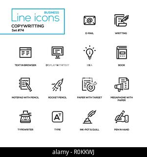 Copywriting concept - line design style icons set Stock Vector