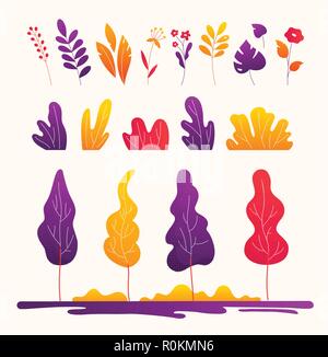 Natural ornament - modern flat design style elements Stock Vector