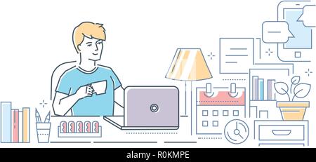 Freelance - modern line design style vector illustration Stock Vector