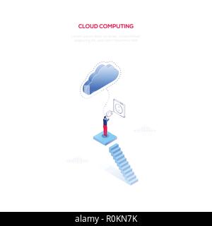Cloud computing - modern isometric vector web banner Stock Vector