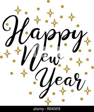 happy new year lettering typographic Stock Vector