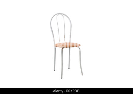 Silver color high spinning bar stool, chair, wood, metal chair, modern designer. Chair isolated on white background. Series of furniture Stock Photo