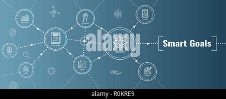 2019 SMART Goals Vector graphic w various Smart goal keywords Stock Vector