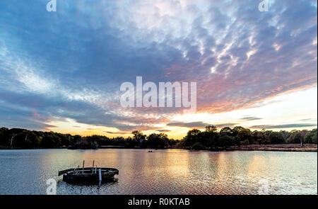 Sunset over Pen Ponds Lake Richmond Park London UK Stock Photo