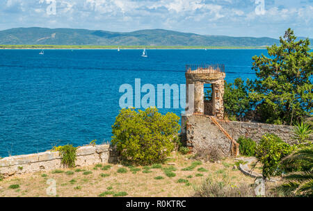 A sunny summer landscape near Porto Ercole, in Monte Argentario, in the Tuscany region of Italy. Stock Photo