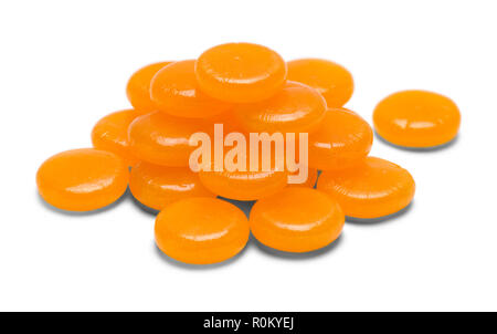 Pile of Butterscoth Candies Isolated on a White Background. Stock Photo