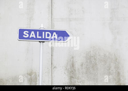 Output signal in the city, detail of an information signal on the street Stock Photo