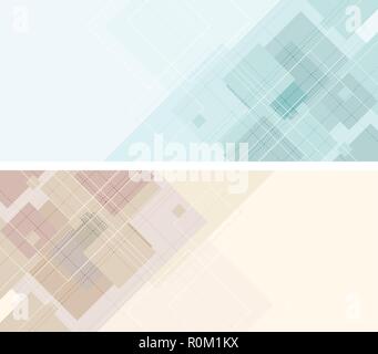 Abstract vector tech geometric banners with squares Stock Vector