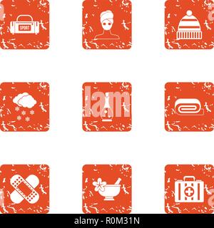 Sanitary icons set, grunge style Stock Vector