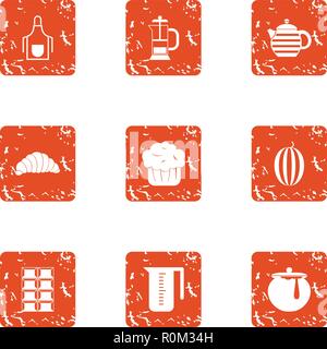 Lactic icons set, grunge style Stock Vector