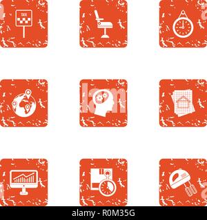 Mastermind icons set, grunge style Stock Vector