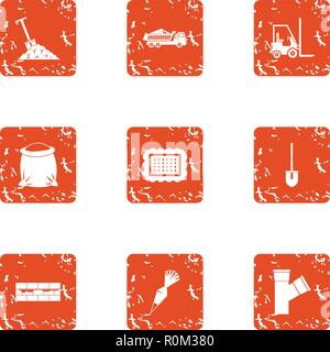 Excavate icons set, grunge style Stock Vector