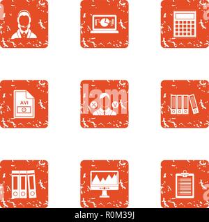 Computer format icons set, grunge style Stock Vector