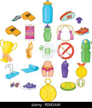 Check up icons set, cartoon style Stock Vector