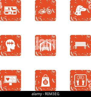 Guide icons set, grunge style Stock Vector