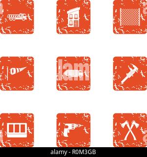 Repair weather icons set, grunge style Stock Vector
