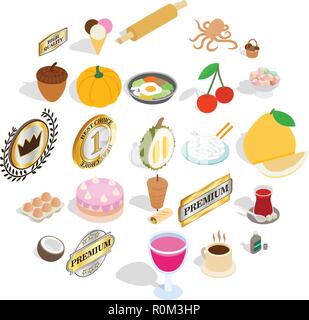 Rice icons set, isometric style Stock Vector