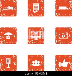Online credit icons set, grunge style Stock Vector