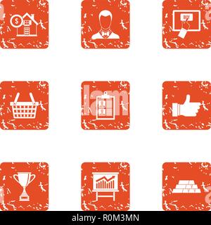 Online loan icons set, grunge style Stock Vector