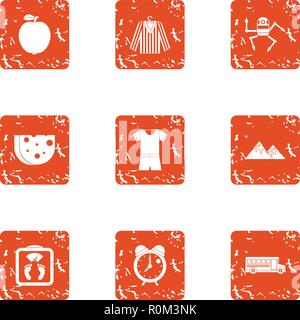 Matter icons set, grunge style Stock Vector