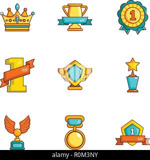 Royal award icons set, cartoon style Stock Vector