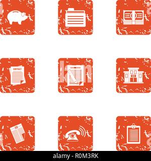 Piggy bank icons set, grunge style Stock Vector