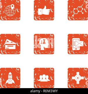 Rocket initiate icons set, grunge style Stock Vector