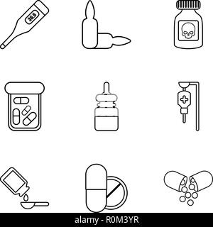 Bane icons set, outline style Stock Vector