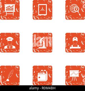 Team money icons set, grunge style Stock Vector