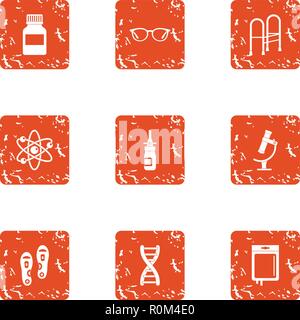 Remediation icons set, grunge style Stock Vector