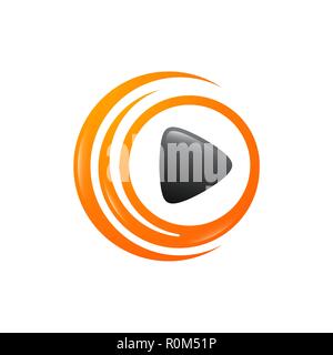 Play button for video or music play vector icon Stock Vector