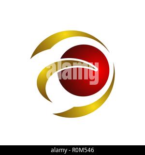 Creative abstract circle swoosh vector design template element. Colored red gold concept icon Stock Vector