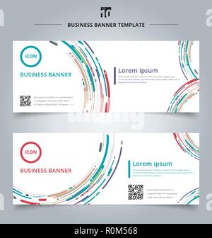 Set of banner web template modern style abstract with composition made of various motion lines curve rounded shapes colorful. Vector illustration Stock Vector