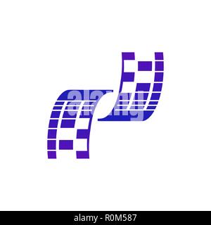 Abstract pixel shapes logo. Two flying sheets with overlay Stock Vector