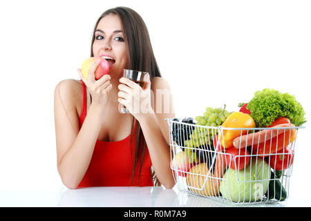 Dieting. Balanced diet based on raw organic vegetables and fruits Stock Photo