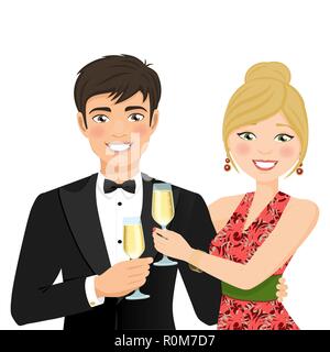 A man and a woman with fancy clothes. Vector illustration Stock Vector