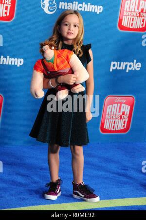 Los Angeles, USA. 5th Nov 2018. Chloe Clem attends Walt Disney Animation's' 'Ralph Breaks The Internet' World Premiere on November 5, 2018 at El Capitan Theatre in Los Angeles, California. Photo by Barry King/Alamy Live News Stock Photo