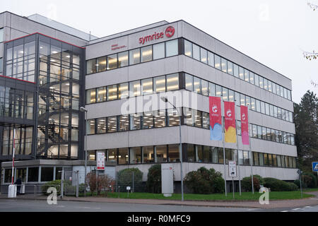Holzminden, Germany. 23rd Oct, 2018. Exterior view of the Symrise AG administration building. Symrise is one of the world's leading suppliers of fragrances and flavors. Credit: Swen Pförtner/dpa/Alamy Live News Stock Photo