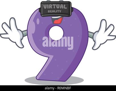 Virtual reality number Nine balloon font shaped charcter Stock Vector