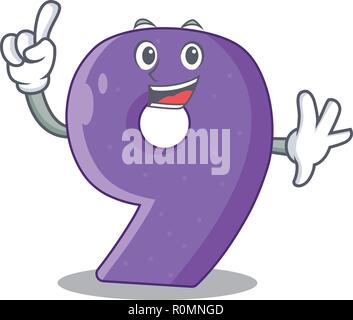 Finger paper cut number Nine letter mascot Stock Vector
