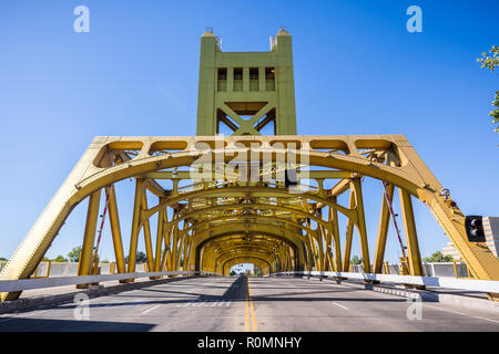 The historic Tower Bridge in the old part of the city, Sacramento, California Stock Photo