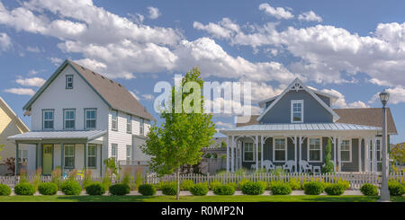 Houses in Daybreak Utah against sky with clouds Stock Photo