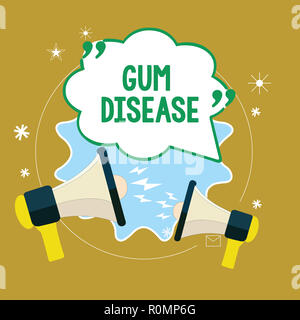 Text sign showing Gum Disease. Conceptual photo Inflammation of the soft tissue Gingivitis Periodontitis. Stock Photo