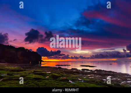 Nature landscape: Amazing colorful sunset on tropical beach Stock Photo